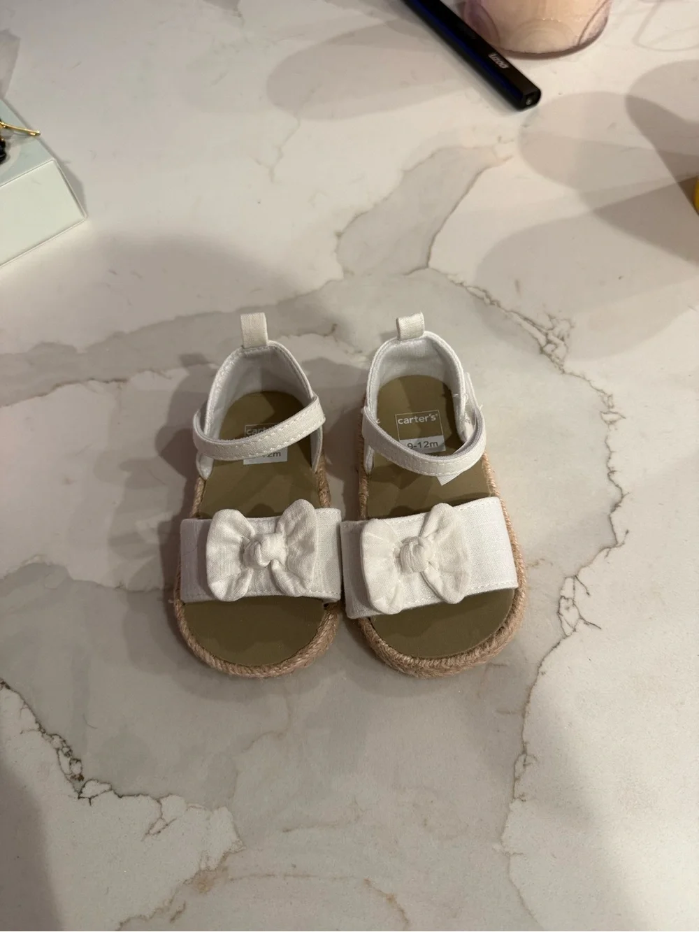 Carter's White Baby Girl Bow Espadrille Sandals